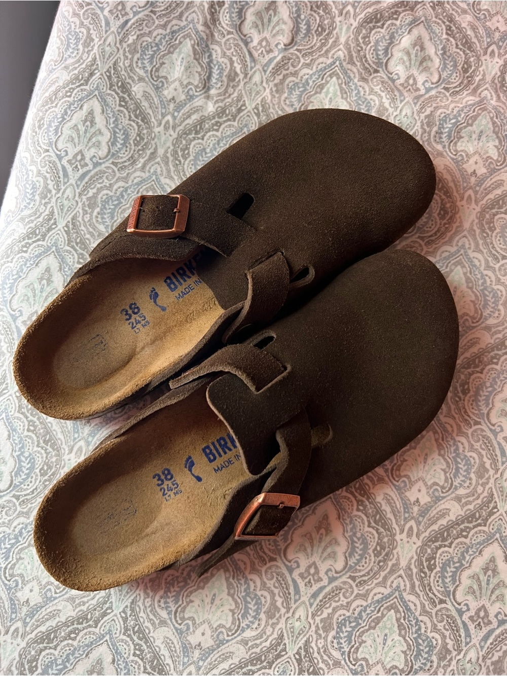 Birkenstock Dark Brown Suede Slip-On Clogs